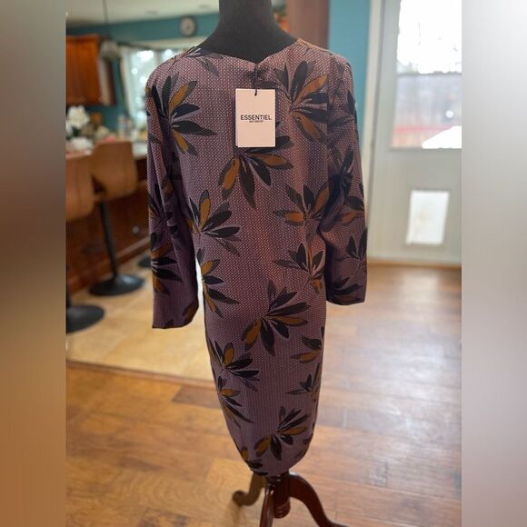 Essentiel Antwerp 3/4 Sleeve Dress - Purple Floral Print, Size 40 NWT - Picture 3 of 5